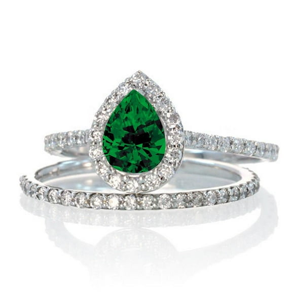 2.25 Carat 8x5mm Pear Cut Halo Bridal Set Diamond Moissanite For Woman on 10k White Gold