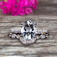 thumbnail image 1 of 2.25 Carat 8x6mm Oval Cut Aquamarine Engagement Ring Set With Matching Band 10k White Gold Art Deco Curved Stacking Gift Ring, 1 of 5
