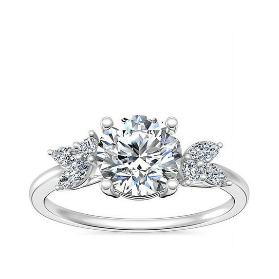 2.25 Carat Beautiful Round Cut Moissanite Floral Wedding Ring for Women Solid 14K Genuine White Gold Ring Size 7 by Diamond-Capitals