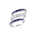 thumbnail image 1 of 2.25 Carat (Ctw) Lab-Created Blue Sapphire and White Sapphire Three Band Ring Set Sterling Silver for Women, 1 of 6