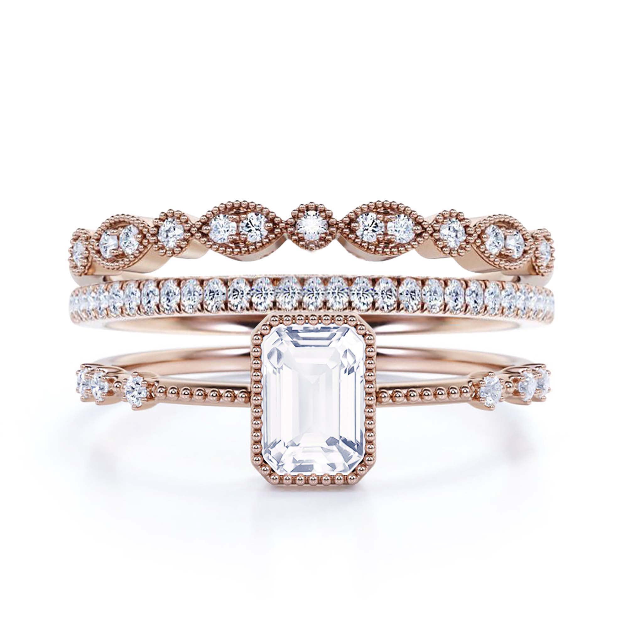 2.25 Carat Emerald Cut Diamond Moissanite Thin Engagement Ring, Slim ...