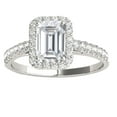 thumbnail image 1 of 2.25 Carat Emerald Cut Moissanite Diamond Halo Engagement Rings In 10K Solid White Gold In Ring Size 8.5, 1 of 7