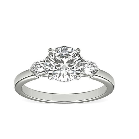2.25 Carat Genuine Round Cut Moissanite Halo Wedding Ring for Ladies Solid 18K White Gold Size 4.5 by Diamond-Capitals