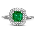 thumbnail image 1 of 2.25 Carat Green Emerald 6mm Princess Cut Moissanite Diamond Double Halo Engagement Ring in 10k White Gold, 1 of 5