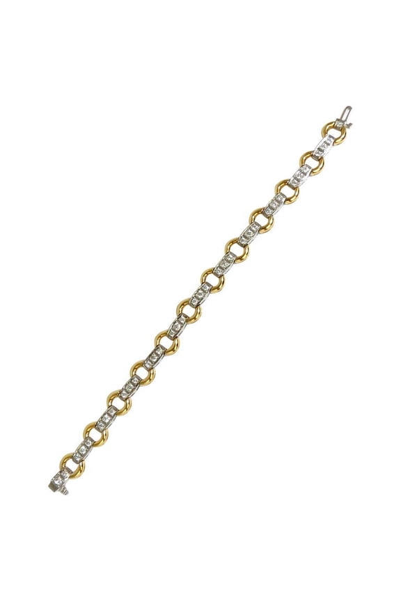 2.25 Carat Modern Diamond Circle Link Bracelet 14 Karat Two-Toned G/VS