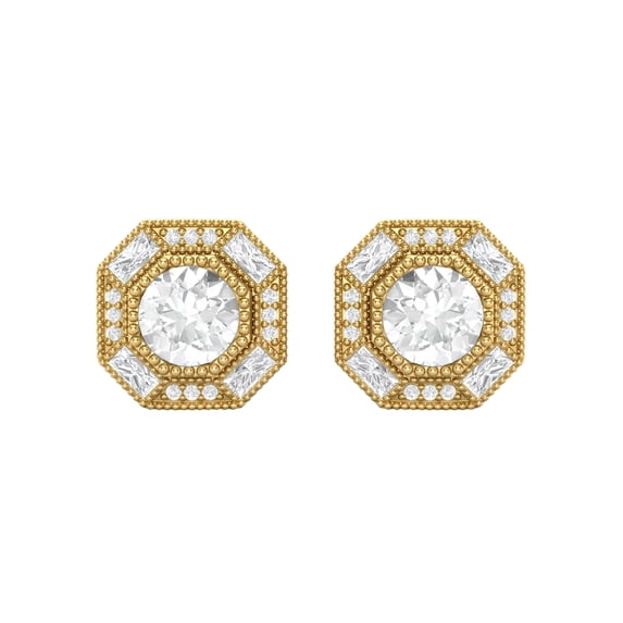 2.25 Carat Moissanite Diamond E Color VS1 Clarity Brilliant Cut 925 Silver Gold Plated Hexagon Minimal Women Valentines Day Gifts Stud Earrings