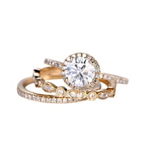 2.25 Carat Moissanite and Diamond Bridal Trio Ring Set in Rose Gold