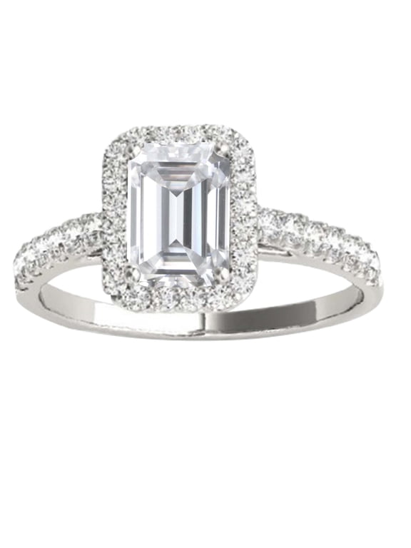 2.25 Carat Natural Moissanite Diamond Engagement Rings For Women in 10K Solid White Gold, Ring Size 6.5