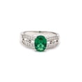 thumbnail image 1 of 2.25 Carat Oval Cut Green Emerald Gemstone Natural Diamond Shiny Anniversary Ring for her 18K White Gold Size 8.5 by Diamond-Capitals, 1 of 6