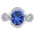thumbnail image 1 of AFFY 2.25 Carat Oval Shape Simulated Blue Sapphire & Natural Diamond Promise Ring 14K Solid White Gold Ring Size-5, 1 of 2