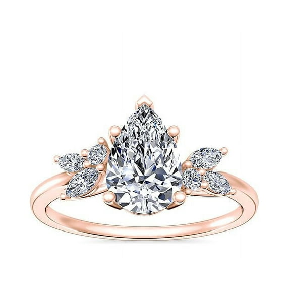 2.25 Carat PPear Cut Wonderful (D/VVS1) Moissanite Diamond Ring for Proposal Gift in 18K Rose Gold Ring Size 4 by Diamond-Capitals