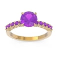 thumbnail image 1 of 2.25 Carat Round Cut Amethyst Gemstone Elegant Wedding Ring for Ladies Solid 18K Yellow Gold Size 10.5 by Diamond-Capitals, 1 of 7