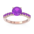 thumbnail image 1 of 2.25 Carat Round Cut Amethyst Gemstone New Wedding Ring for her Solid 18K Rose Gold Size 5.5 by Diamond-Capitals, 1 of 7