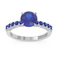 thumbnail image 1 of 2.25 Carat Round Cut Blue Sapphire Gemstone New Engagement Ring for her Solid 18K White Gold Size 5.5 by Diamond-Capitals, 1 of 7