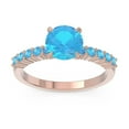 thumbnail image 1 of 2.25 Carat Round Cut Blue Topaz Gemstone Classic Anniversary Ring for her 18K Rose Gold Size 8.5 by Diamond-Capitals, 1 of 7