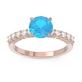 thumbnail image 1 of 2.25 Carat Round Cut Natural Diamond (F-G/VS1) & Blue Topaz Gemstone Stylish Engagement Ring for Women Solid 18K Rose Gold Size 11 by Diamond-Capitals, 1 of 7