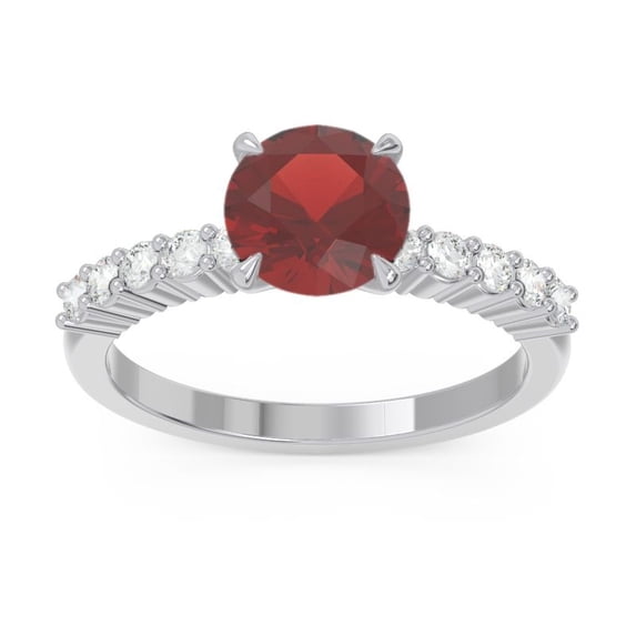 2.25 Carat Round Cut Natural Diamond (F-G/VS1) & Garnet Gemstone Latest Engagement Ring for Women Solid 14K White Gold Size 7 by Diamond-Capitals