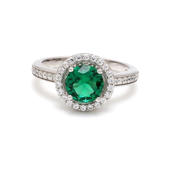 2.25 Carat Round Cut Natural Diamond Green Emerald Gemstone Charming Bridal Ring for Women Solid 18K White Gold Size 3 by Diamond-Capitals