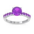 thumbnail image 1 of 2.25 Carat Round Shape Amethyst Gemstone Charming Bridal Ring for Ladies Solid 14K White Gold Size 10.5 by Diamond-Capitals, 1 of 7