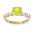 thumbnail image 1 of 2.25 Carat Round Shape Natural Diamond & Peridot Gemstone Charming Bridal Ring for Ladies Solid 14K Yellow Gold Size 10.5 by Diamond-Capitals, 1 of 7