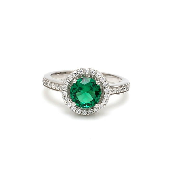2.25 Carat Sparkle Round Cut Natural Diamond Green Emerald Gemstone Engagement Ring for Ladies Solid 18K White Gold Size 10.5 by Diamond-Capitals