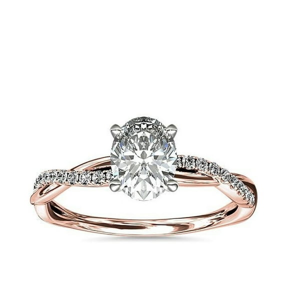 2.25 Carat Stunning Oval Cut Moissanite Diamond Anniversary Ring for her Solid 14K Rose Gold Ring Size 7 Fine Jewelry by Diamond-Capitals