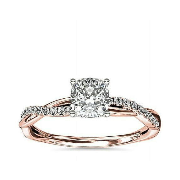 2.25 Carat Stylish Cushion Cut Moissanite Wedding Ring for Ladies in 18K Rose Gold Ring Size 8 (D/VVS1) Fine Jewelry by Diamond-Capitals