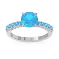 thumbnail image 1 of 2.25 Carat Unique Round Cut Blue Topaz Gemstone Engagement Ring for her 18K White Gold Size 6.5 by Diamond-Capitals, 1 of 7