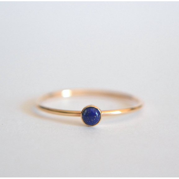 2.25 Ct Blue Lapis Round Cut Gold Plated Ring 925 Sterling Silver Ring Handmade Gemstone Ring Women Ring