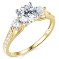 thumbnail image 1 of 2.25 Ct Round Cut 3-Stone Engagement Wedding Ring Real Solid 14K Yellow Gold, 1 of 3