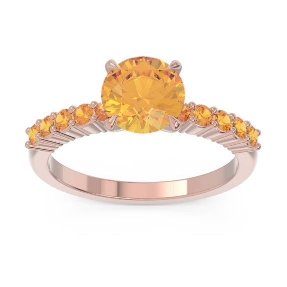 2.25 Ct Round Cut Citrine Gemstone Wonderful Engagement Ring for Ladies 14K Rose Gold Size 3 by Diamond-Capitals