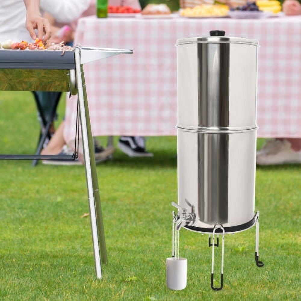 2.25 Gallon Stainless-Steel Gravity-fed Water Filter System W/ 2 Washable Filter