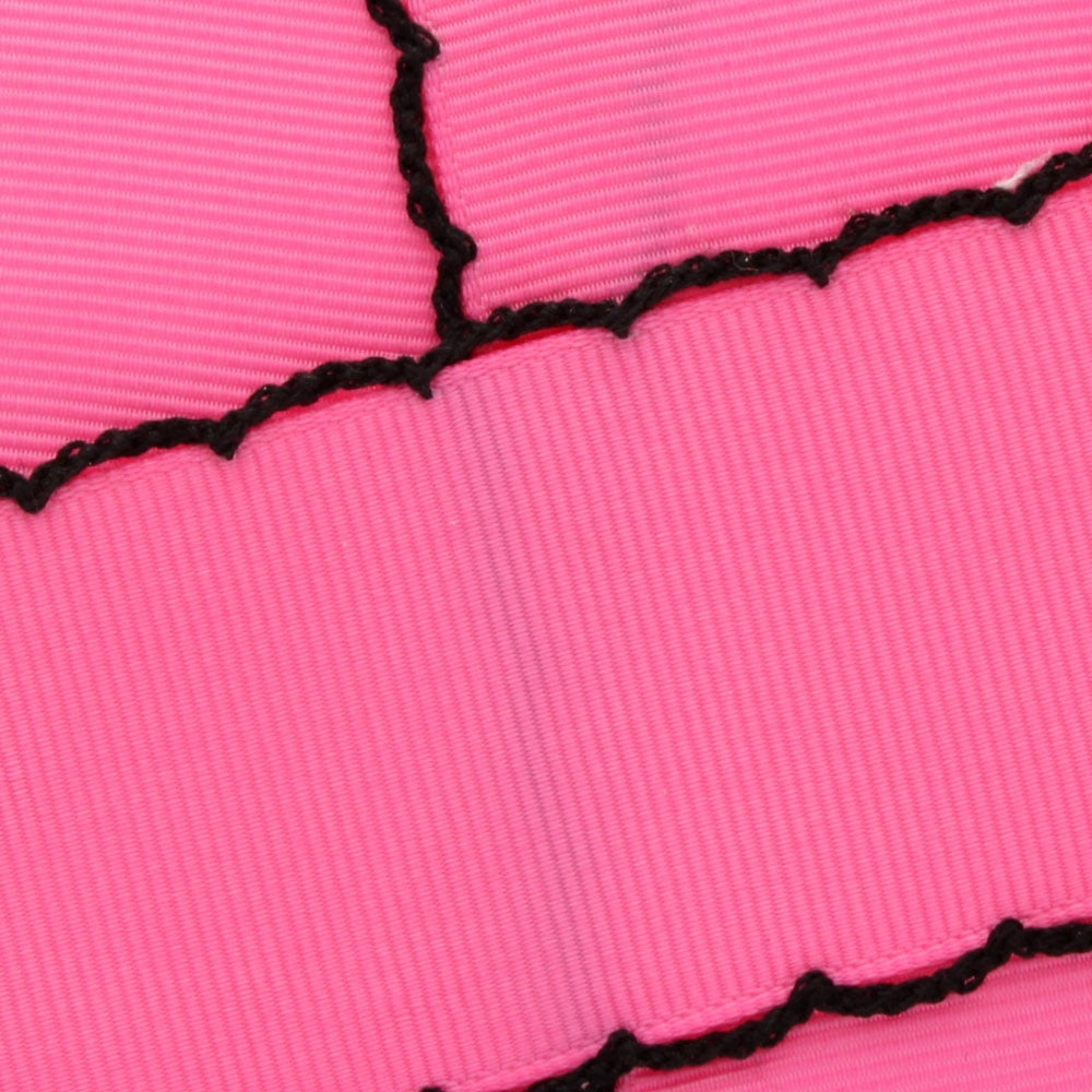 2.25" Hot Pink/Black Moonstitch Grosgrain Ribbon 25 Yard