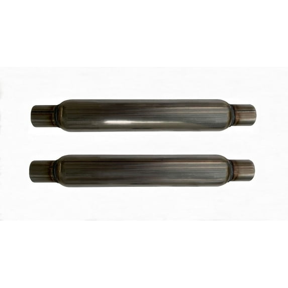 2.25" In/Out Universal Glass Pack Exhaust Resonator Muffler, 23" Length, Set of 2