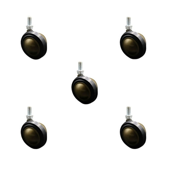 2.25 Inch Antique Soft Tread Ball Caster – 3/8 Inch Threaded Stem – Set of 5
