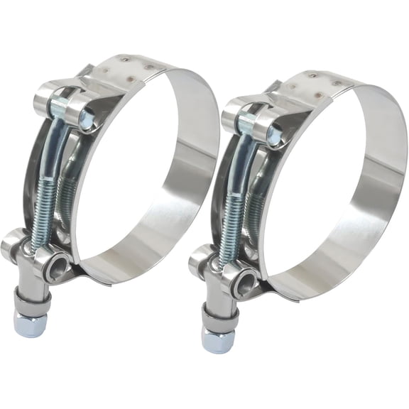 2.25 Inch T-Bolt Hose Clamps (2 Pcs) - T Bar Clamp for 2.25 Inch Hose ID, Size Range 64-71mm, Secure Leak-Proof Design
