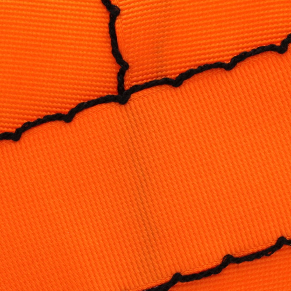 2.25" Orange Peel/Black Moonstitch Grosgrain Ribbon 25 Yard