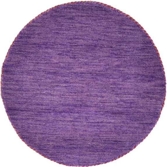 2.25' Purple Solid Hand Knotted Round Wool Area Throw Rug
