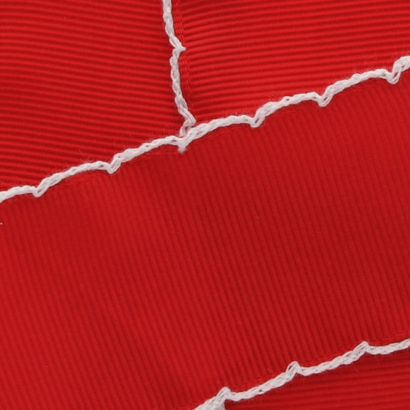 2.25" Red/White Moonstitch Grosgrain Ribbon 25 Yard