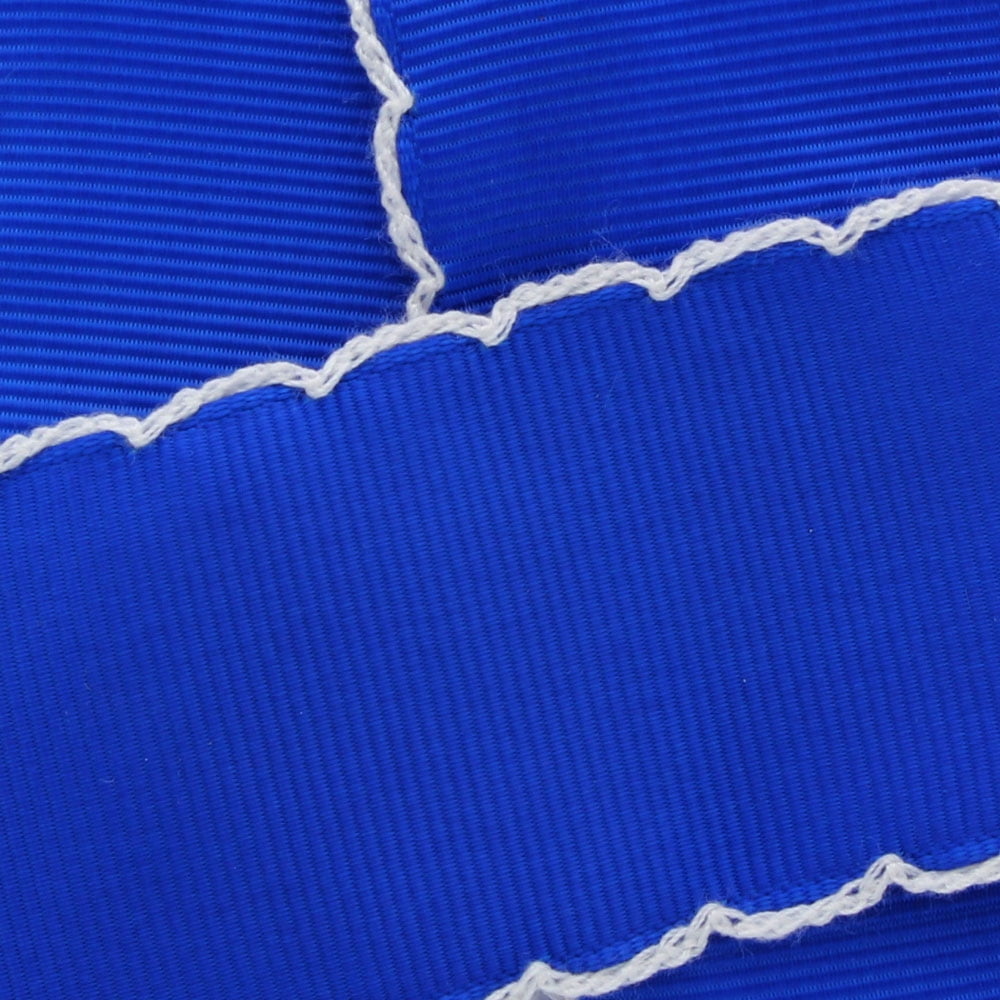 2.25" Royal Blue/White Moonstitch Grosgrain Ribbon 25 Yard