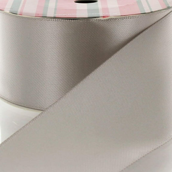 2.25" Silver Double Faced Satin Ribbon 100yd