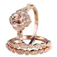 thumbnail image 1 of 2.25 carat Morganite Diamond Trio Bridal Ring Set 10k Rose Gold, 1 Engagement Ring 2 Wedding Bands, 1 of 4