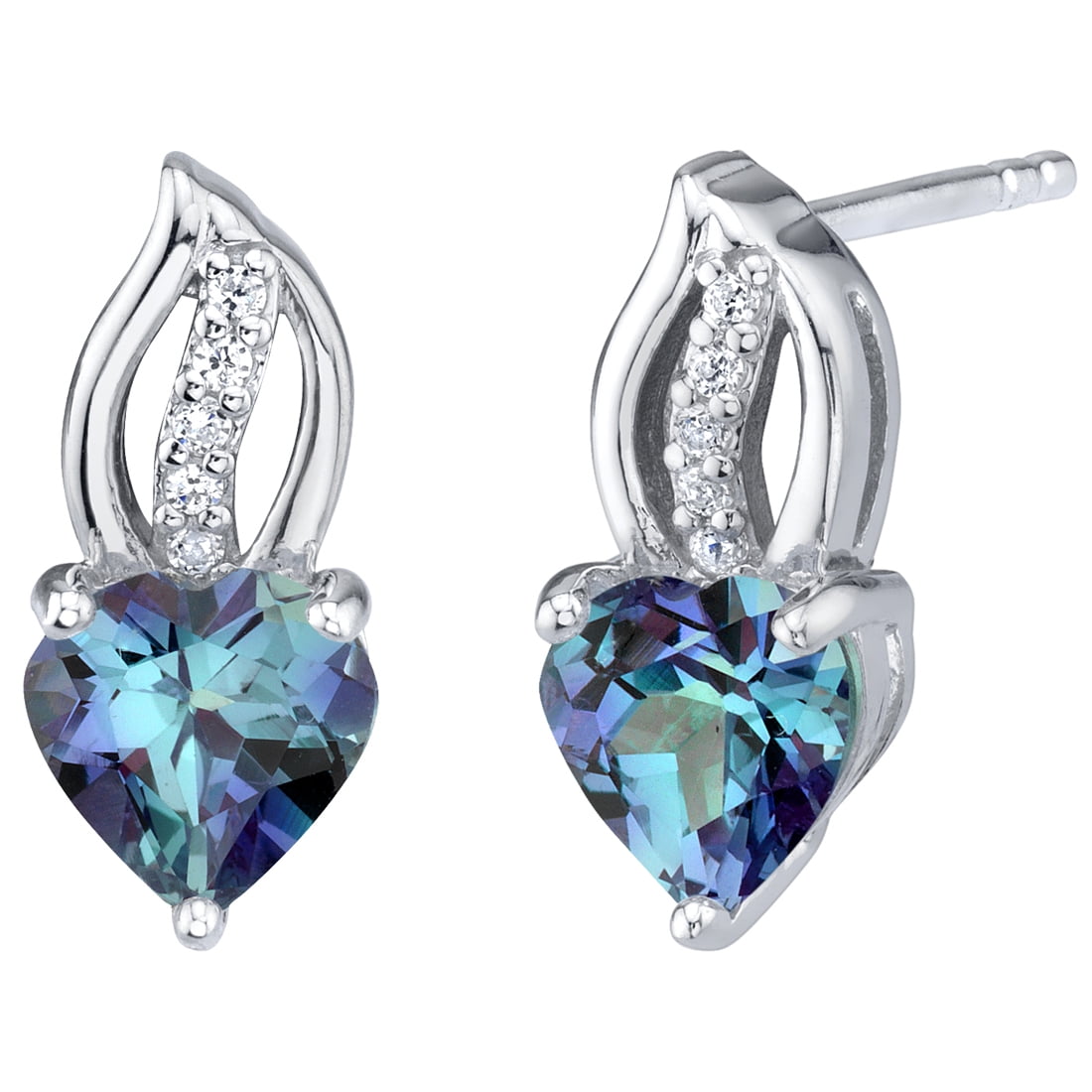 ORAVO 2.25 ct Heart Shape Created Alexandrite Stud Earrings in Sterling Silver