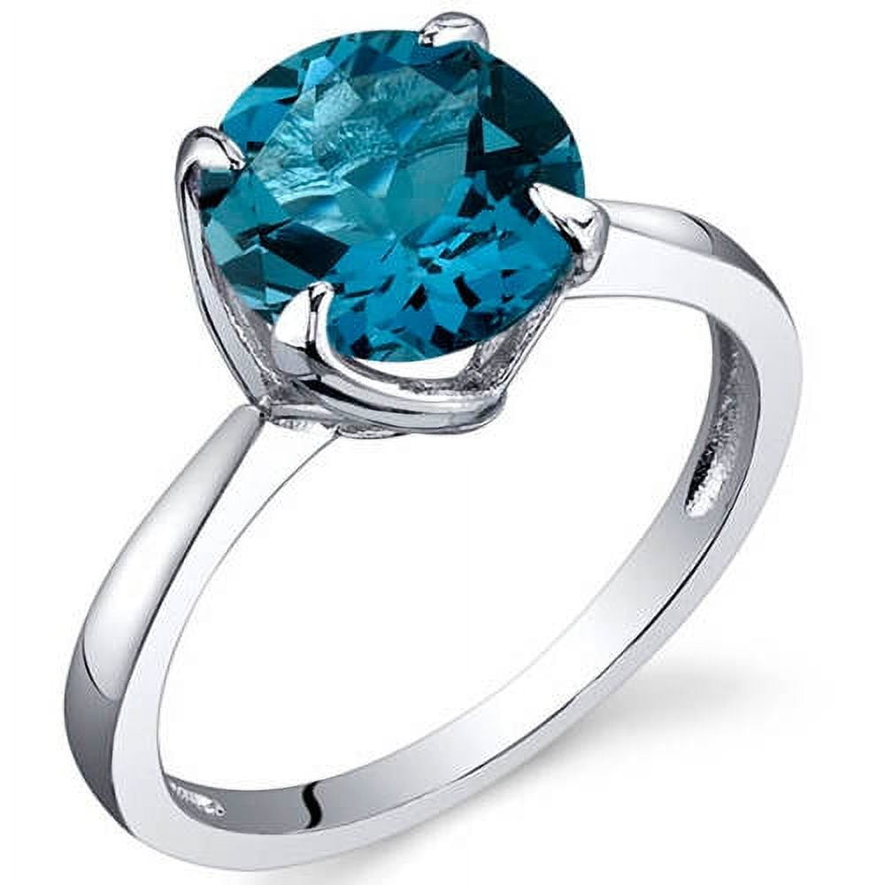 2.25 ct Round London Blue Topaz Solitaire Ring in Sterling Silver