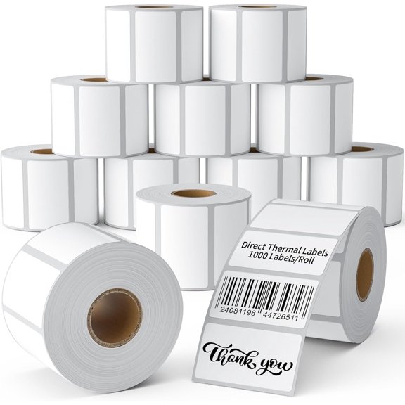 2.25" x 1.25" 12000 Labels Direct Thermal Labels, Self-Adhesive Barcode & Multipurpose Labels Compatible with & Rollo Label Printer, Barcode Address Shipping Labels,12 Rolls