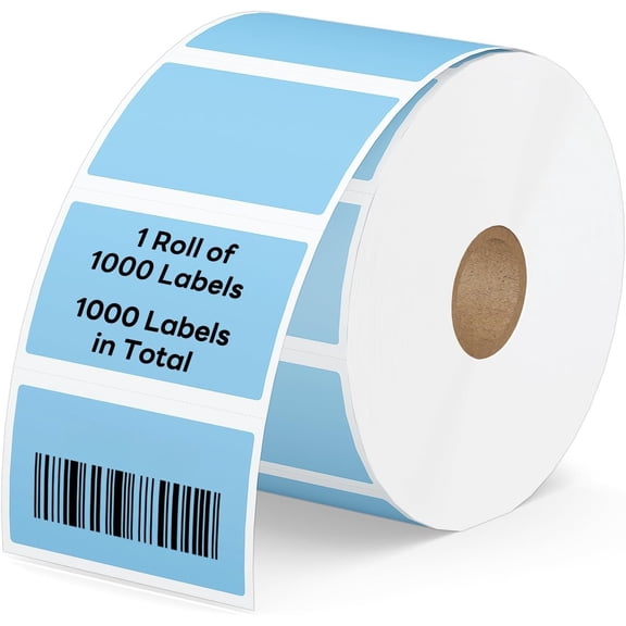 2.25" x 1.25" Direct Thermal Labels,  Adhesive Stickers Compatible with , Rollo, Munbyn &  Desktop Thermal Printers (1 Roll / 1000 Labels, Light Blue),