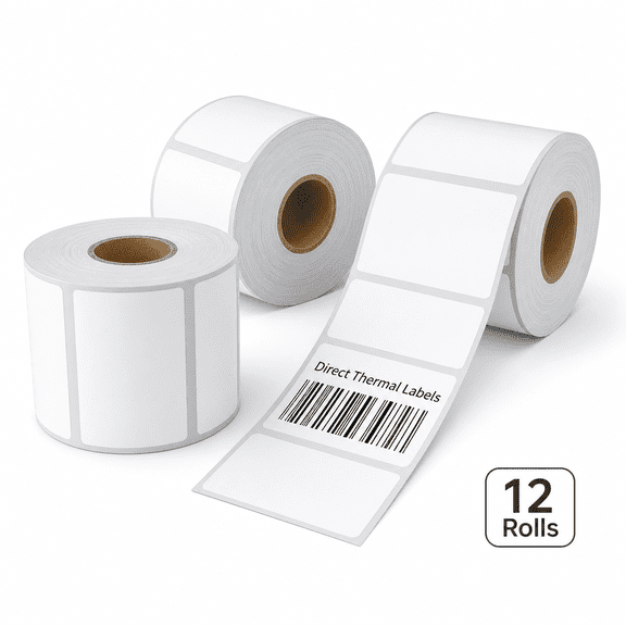 2.25" x 1.25" Direct Thermal Labels, Self-Adhesive Barcode Address & Multipurpose Shipping Labels, 12000 Count (12 Rolls)