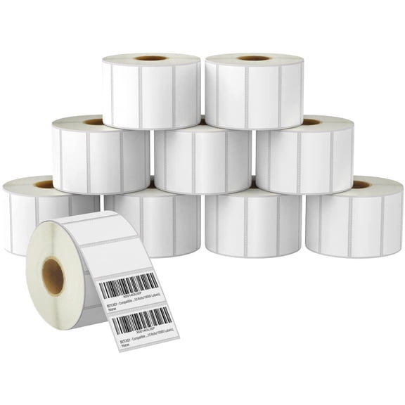 2.25" x 1" (57 mm x 25 mm) File Folder & Multipurpose Labels Compatible with Zebre/Rollo Label Printer,Premium Adhesive & Perforated [10 Rolls, 15000 Labels]