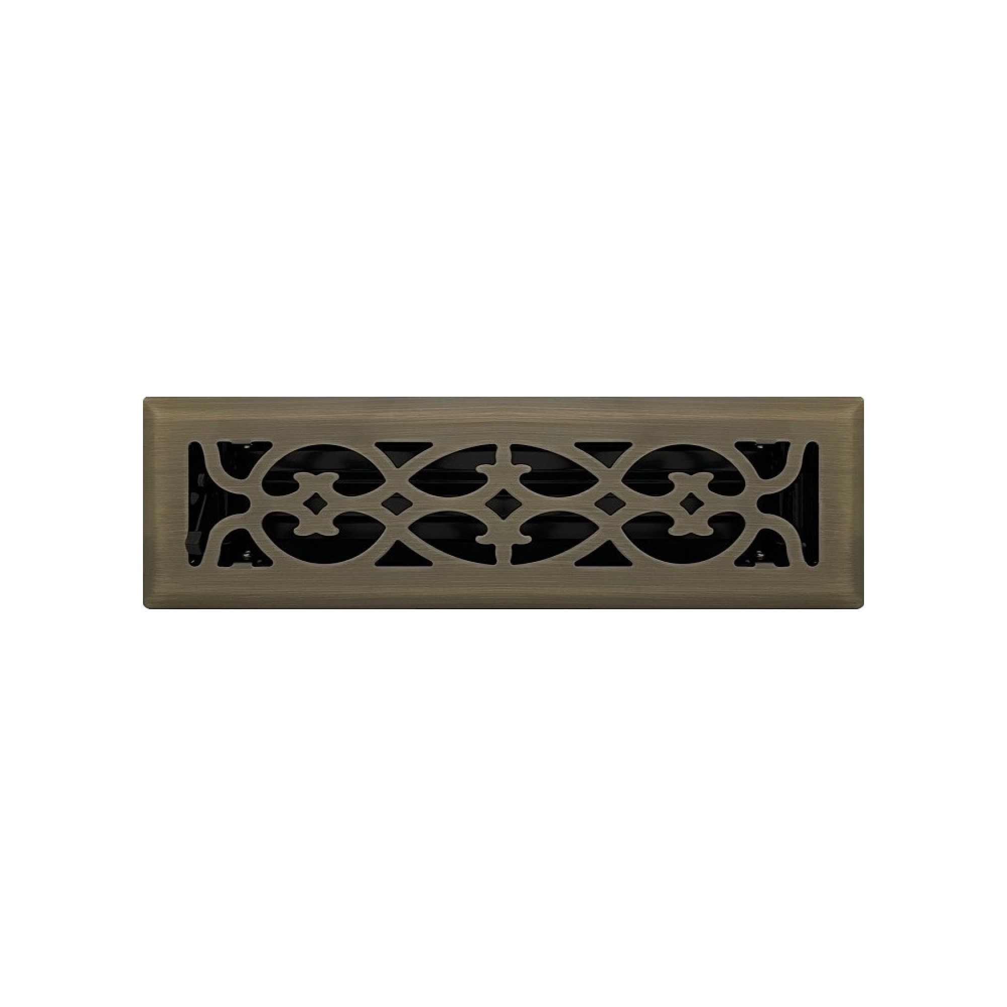 2.25" x 10" Antique Brass Victorian Style Floor Register - Decorative Vent Cover