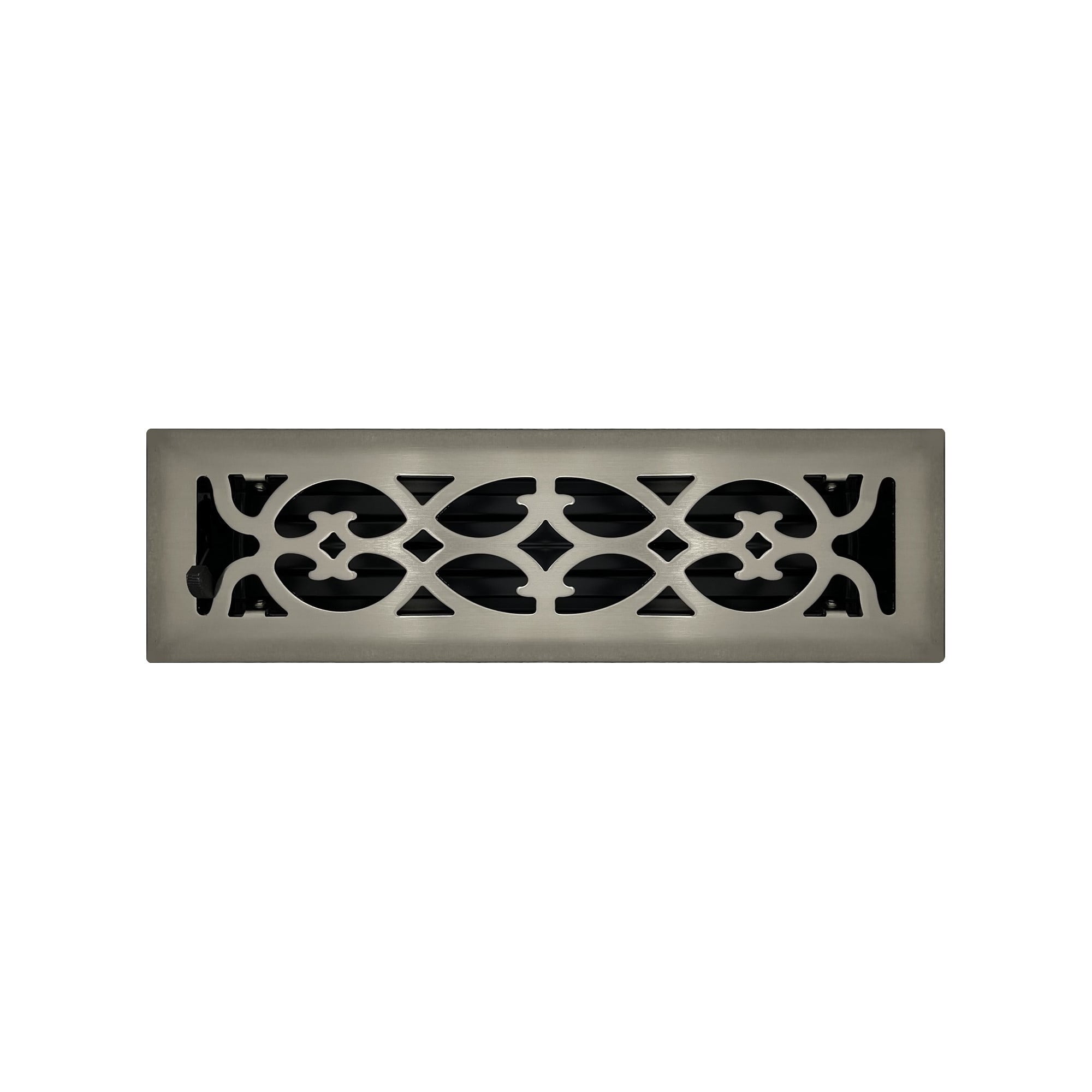 2.25" x 10" Brushed Nickel Victorian Style Floor Register - Decorative Vent Cover